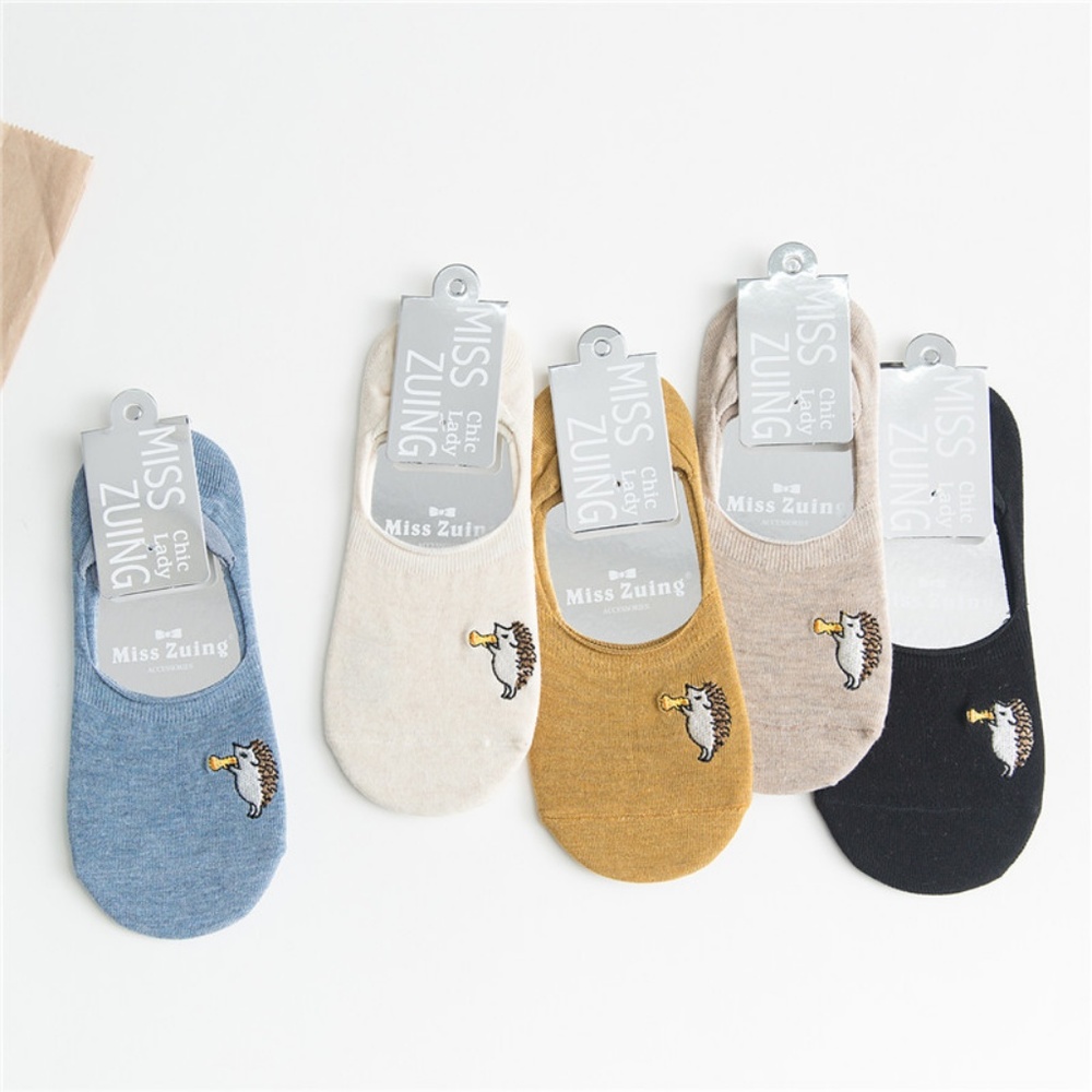 5 Pairs Women Hedgehog No Show Ankle Socks - Picture 2 of 8